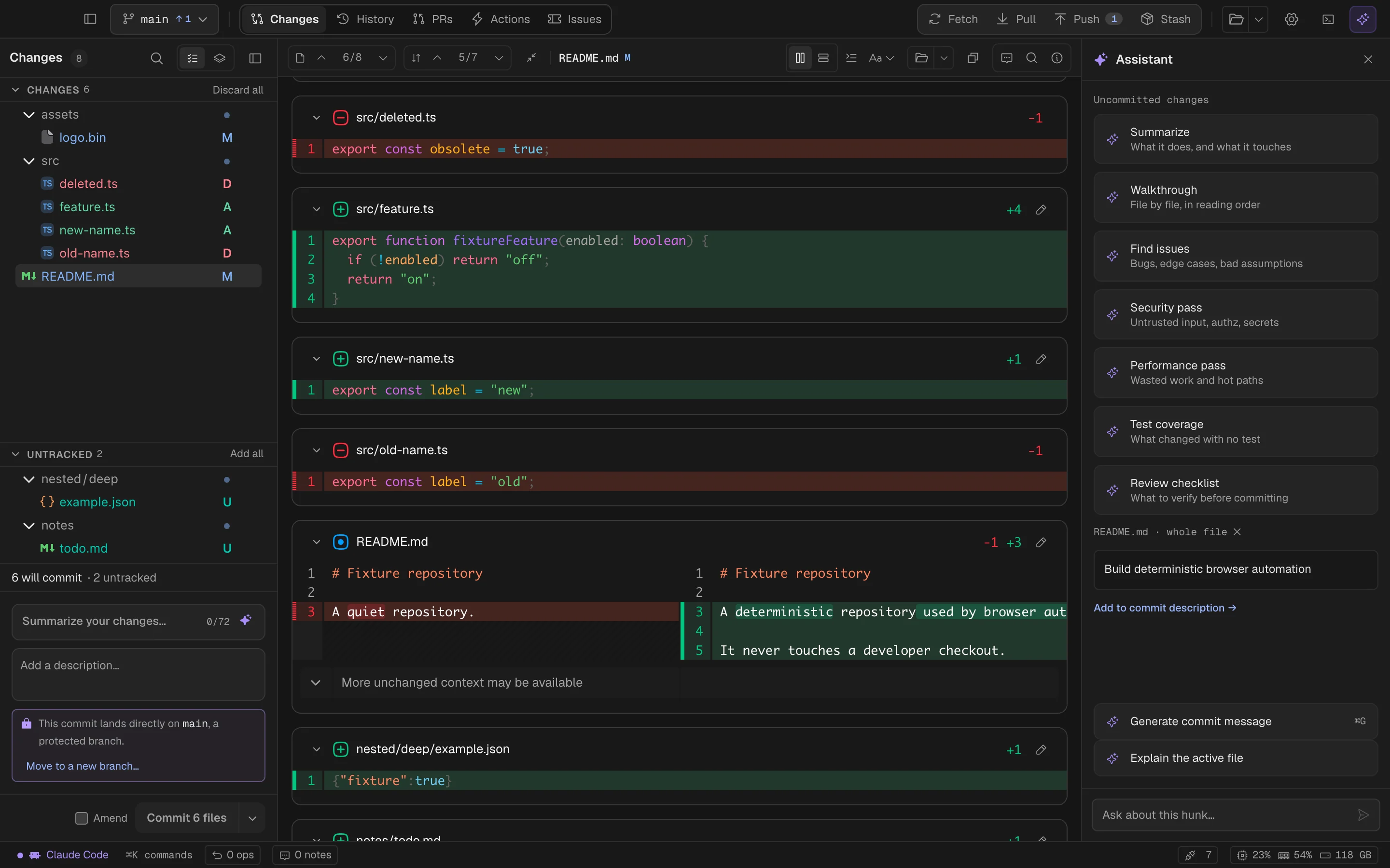 Spalt’s assistant reviewing a code change alongside the diff